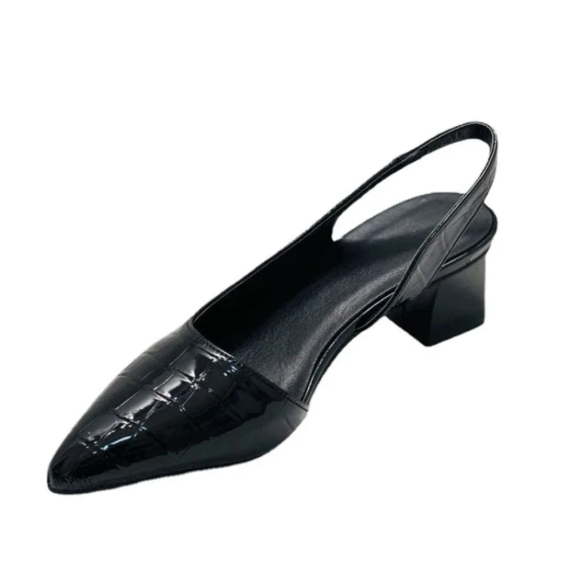 Elegant Black Slingback Heels with Adjustable Strap – Pointed Toe Design for All-Day Comfort 5
