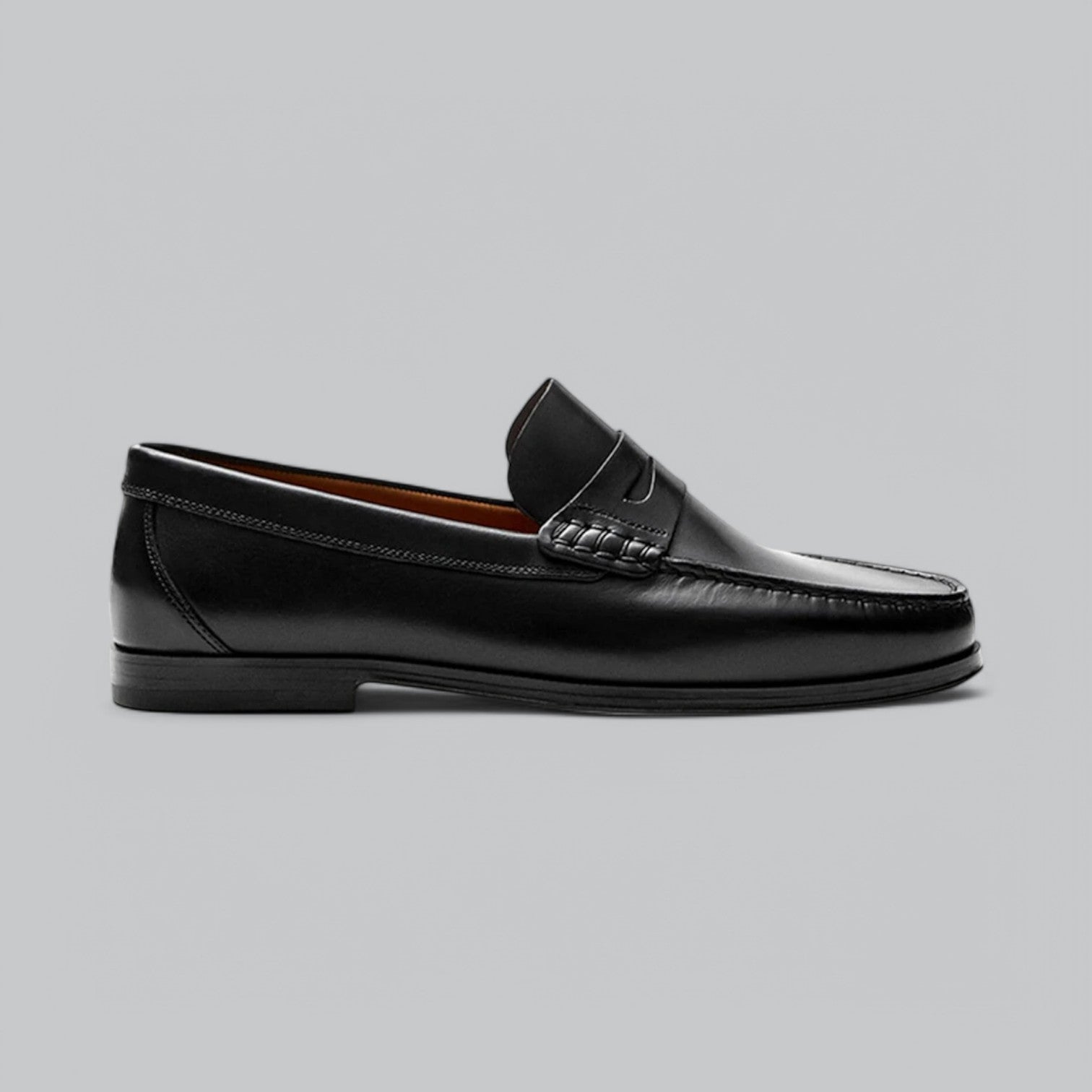 Men's Black Penny Loafers - Genuine Leather Loafer Shoes with Cushioned Insoles for Comfort and Timeless Style 0