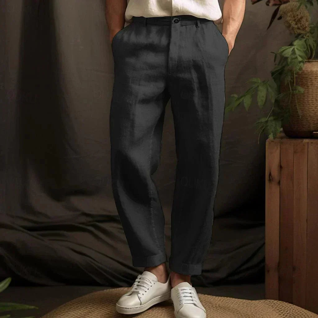 Men's Lightweight Linen Pants, Tapered Fit, Breathable Fabric for Comfort – Perfect for Casual and Semi-Formal Wear 3