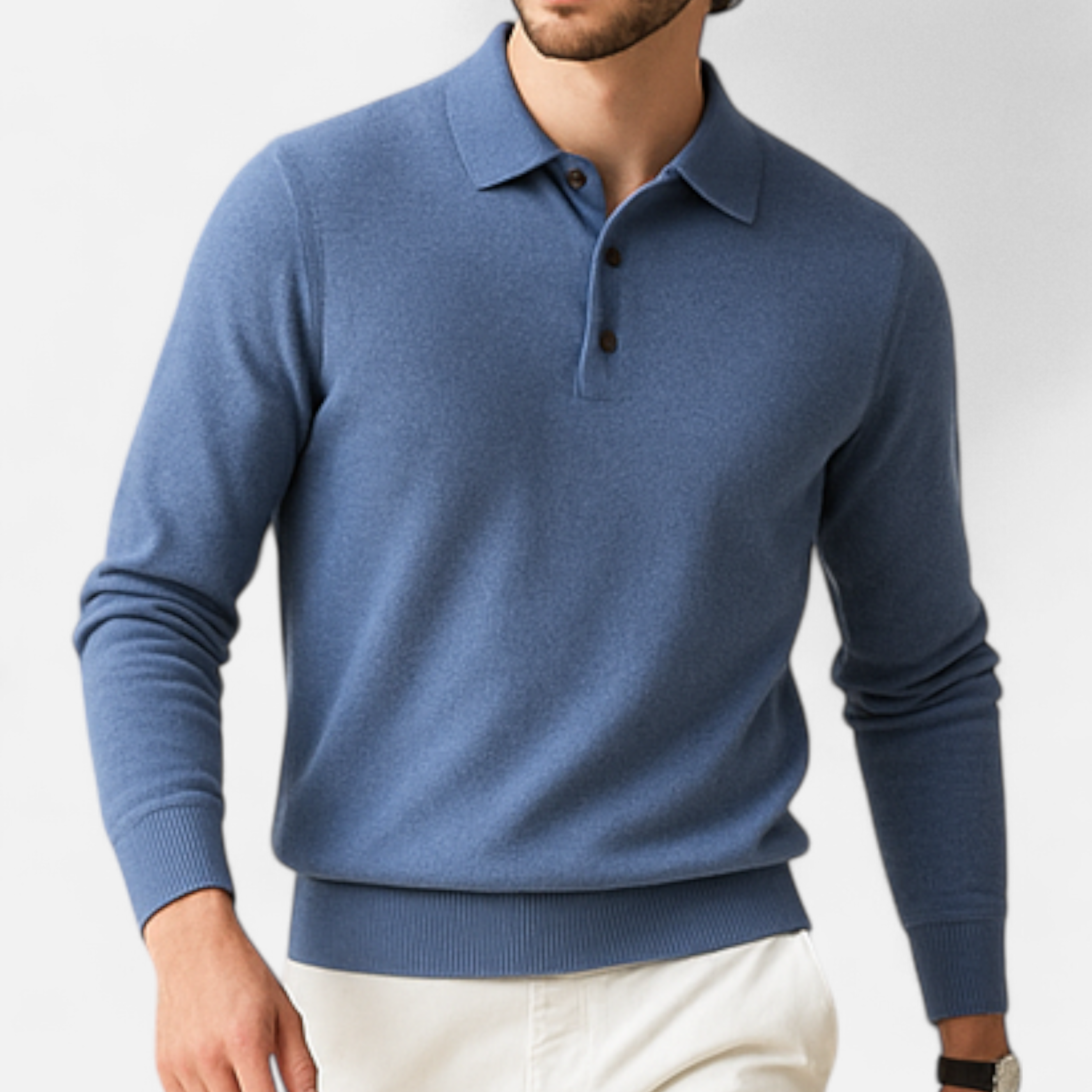 Men's Merino Wool Polo Sweater with Cashmere Softness – Lightweight Jacquard Knit for Spring and Autumn 3