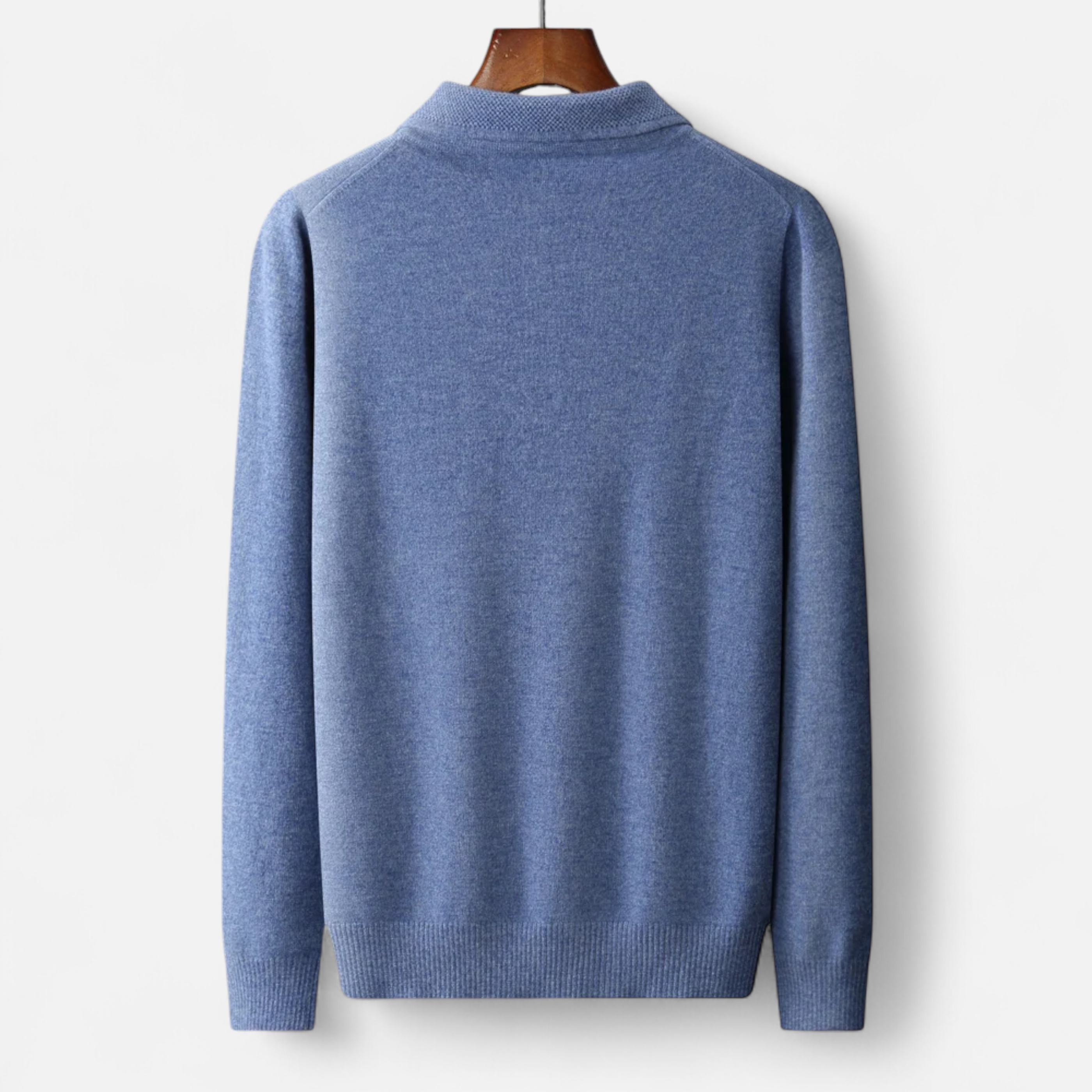 Men's Merino Wool Polo Sweater with Cashmere Softness – Lightweight Jacquard Knit for Spring and Autumn 8