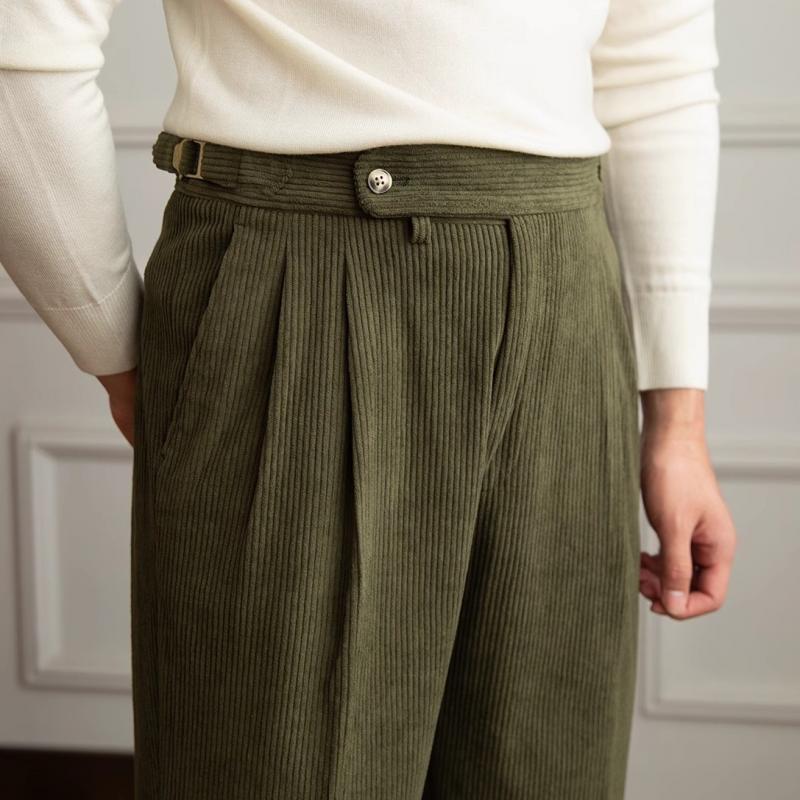 Men's Retro Corduroy Pants with Stretch Waistband – Classic Naples Fit 5