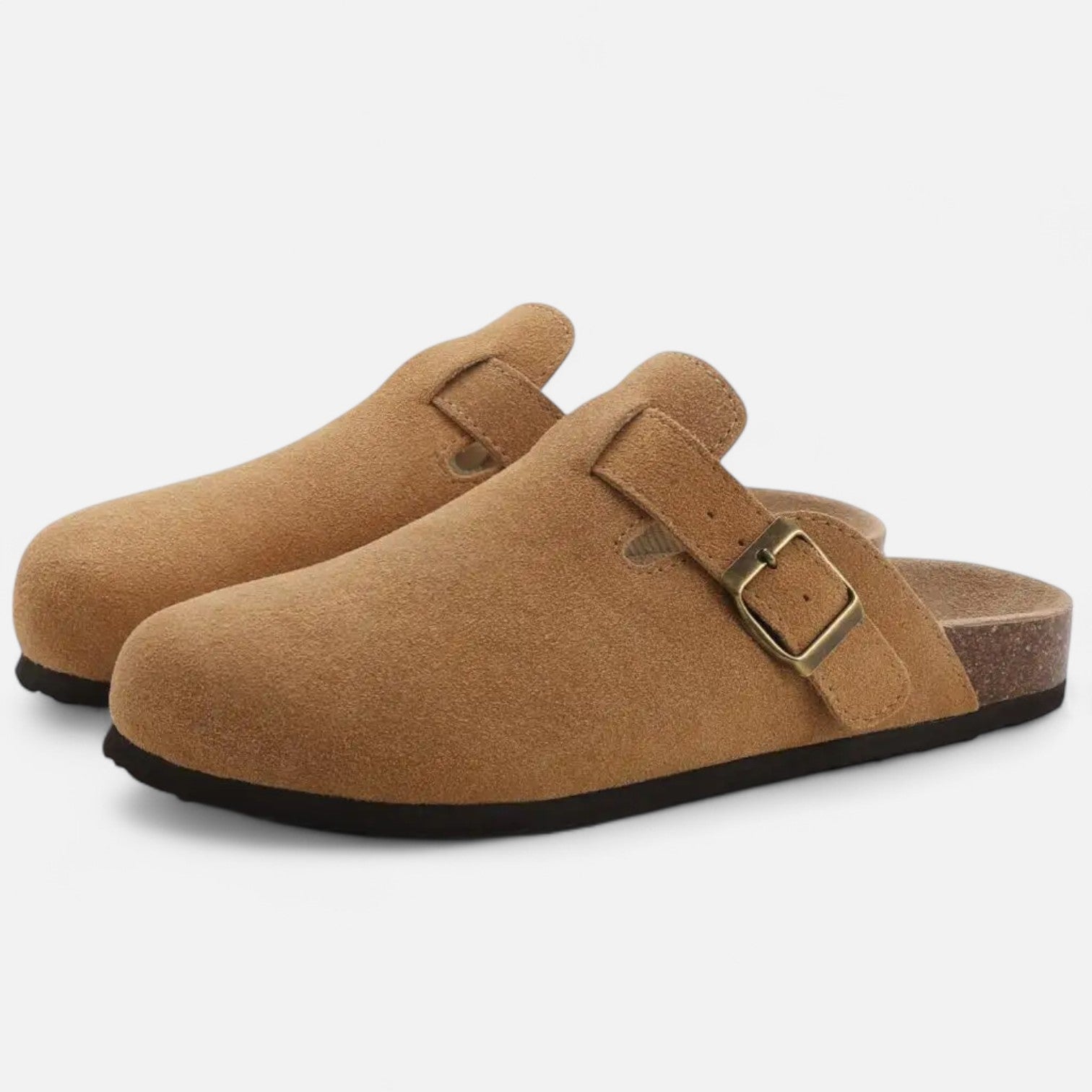 Men's Suede Mules Shoes with Anatomical Cork Insole – Comfortable Clog-Inspired Design, Slip-Resistant Rubber Sole 7