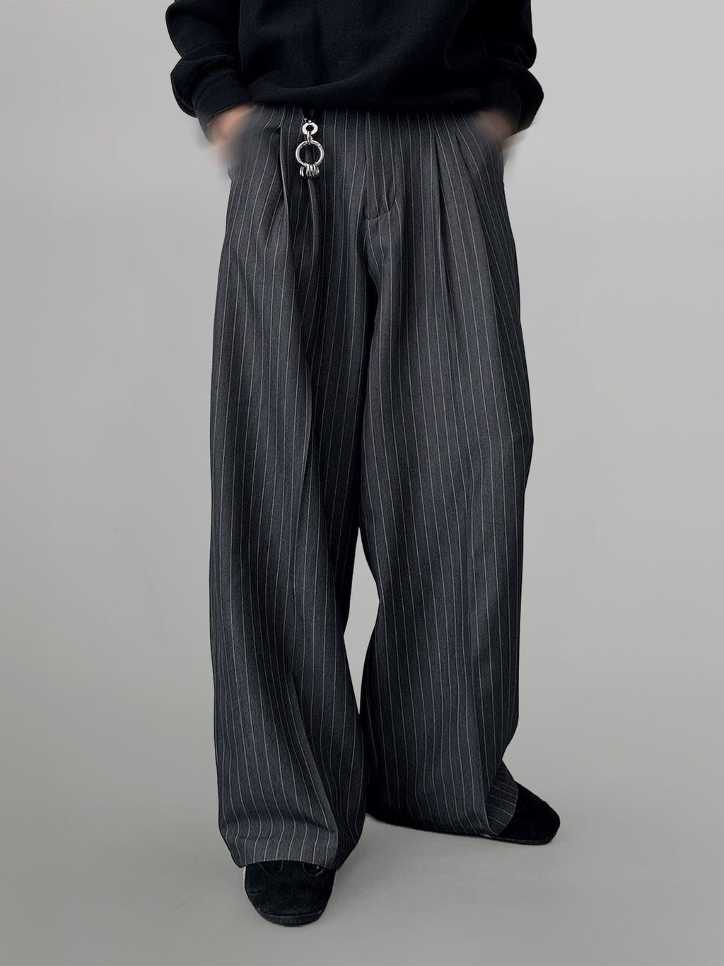 Striped Wide Leg Pants for Women with Elastic Waistband – Casual Palazzo Trousers in S, M, L 1
