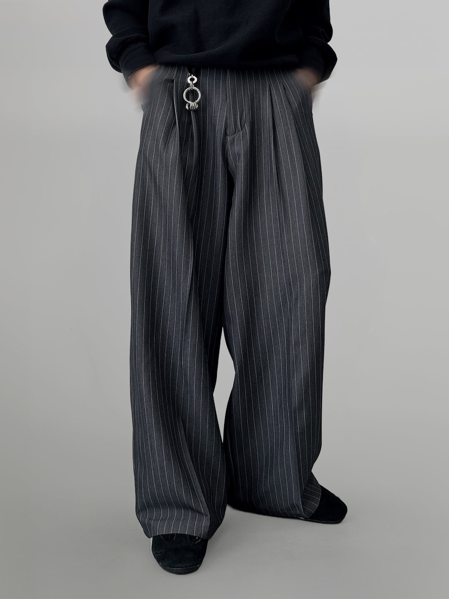Striped Wide Leg Pants for Women with Elastic Waistband – Casual Palazzo Trousers in S, M, L 1