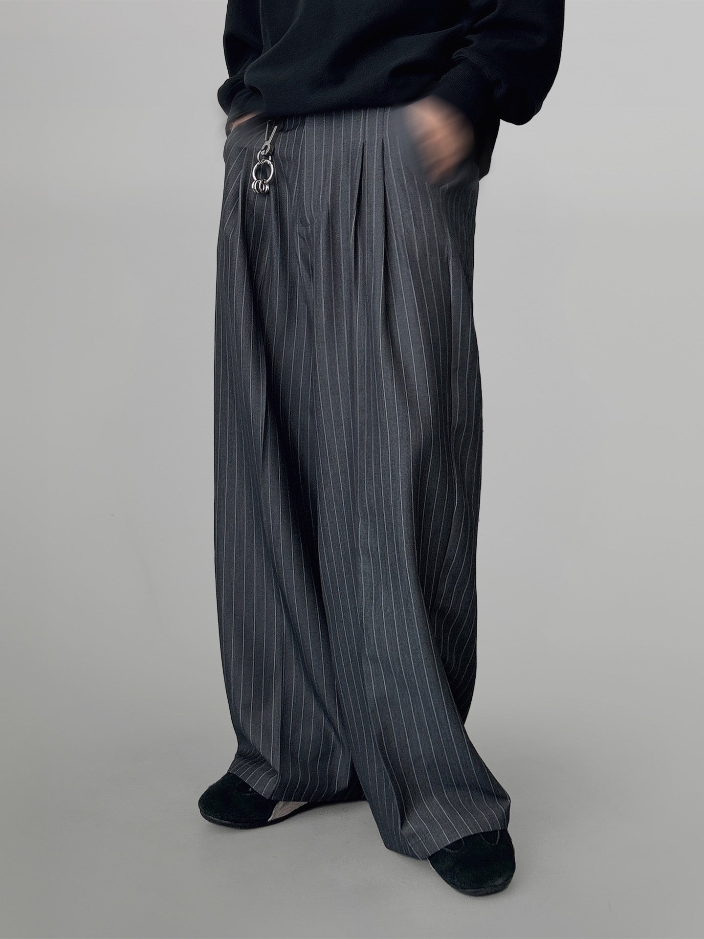 Striped Wide Leg Pants for Women with Elastic Waistband – Casual Palazzo Trousers in S, M, L 2