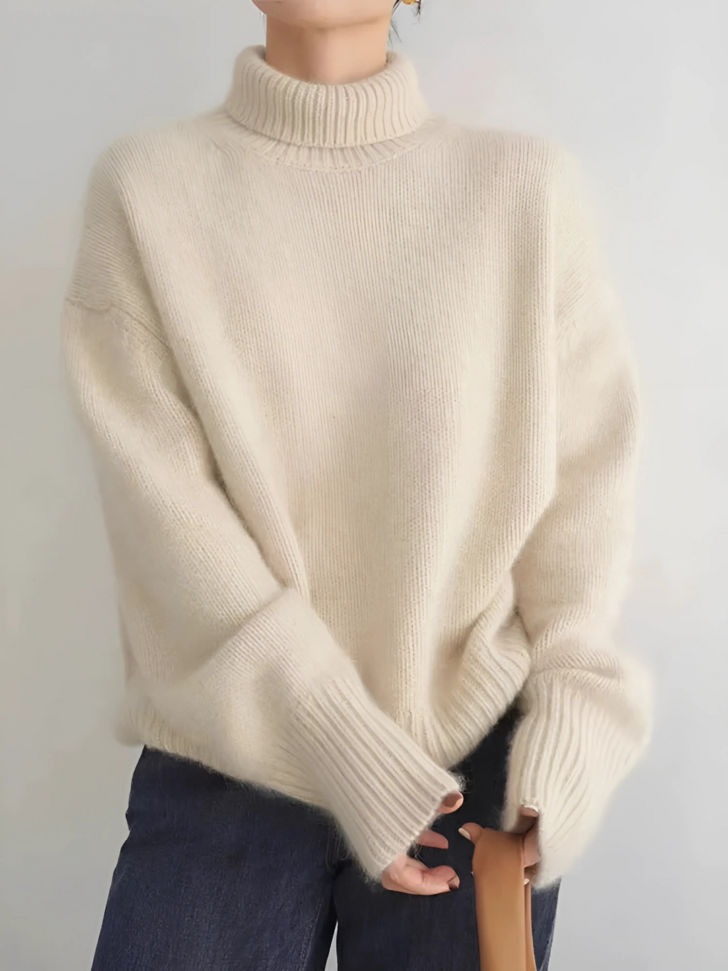 Women's Cashmere Turtleneck Sweater white 