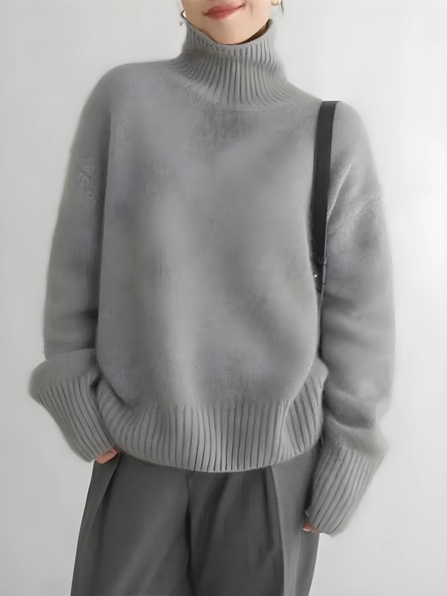 Women's Cashmere Turtleneck Sweater Grey 