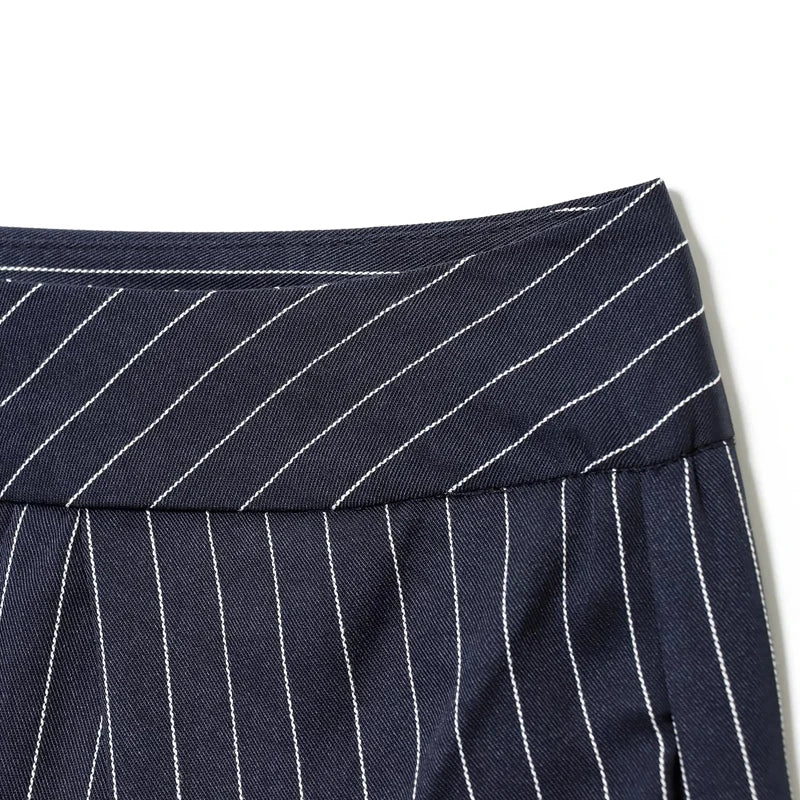 Women's Baggy Wide Leg Trousers with Pleats – Striped Office and Casual Pants 3