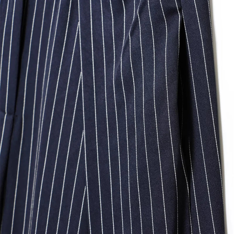 Women's Baggy Wide Leg Trousers with Pleats – Striped Office and Casual Pants 4